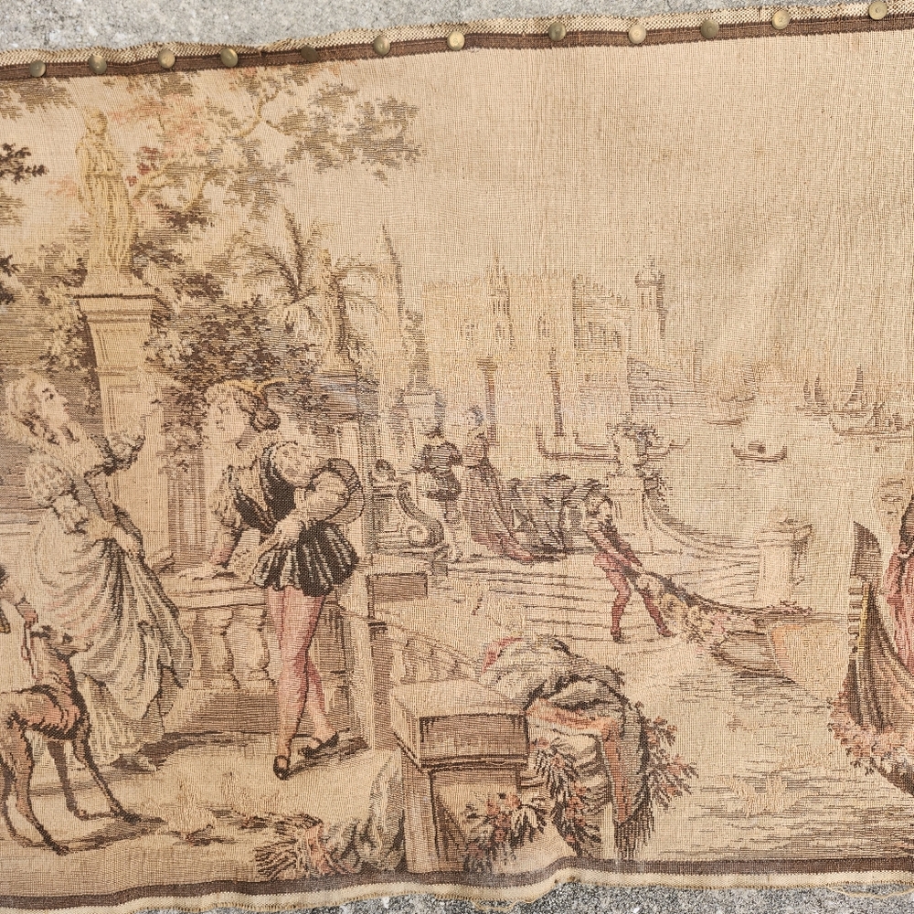 Vintage Antique Woven Tapestry Wall Hanging French 19 X 40 Made In Belgium - Picture 9 of 12